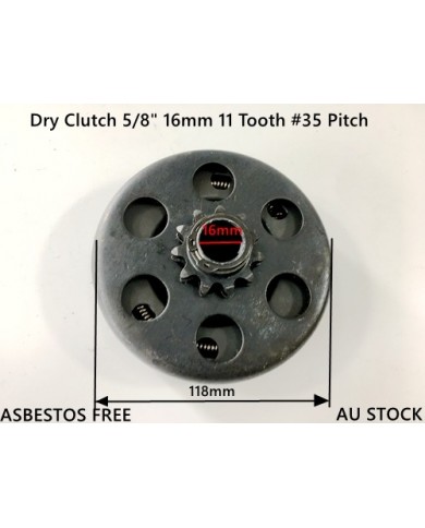 Centrifugal Dry Clutch 5/8" 16mm 11 Tooth 35 Pitch for 80cc Go Kart Buggy Centrifugal Dry Clutch 5/8" 16mm 11 Tooth 35 Pitch for 80cc Go Kart Buggy