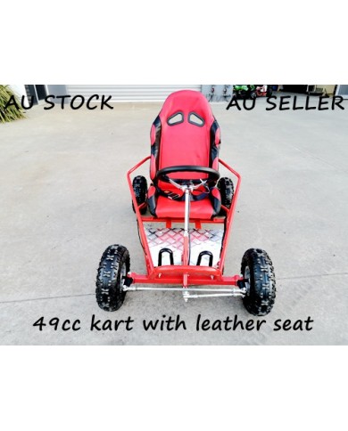 Brand New 49cc Mini Go Kart 4 Wheeler Kids 2 Stroke Buggy Quad Leather Seat Red