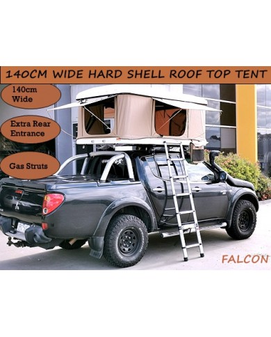140cm Hard Shell Pop Roof Tent Camping 4x4 Top Rack Car Extra Wide 3 Door White