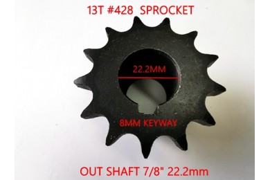 13T 428 CHAIN SPROCKET OUTPUT SHAFT 22.2mm 9HP ENGINE WET CLUTCH GO KART