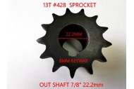 13T 428 CHAIN SPROCKET OUTPUT SHAFT 22.2mm 9HP ENGINE WET CLUTCH GO KART