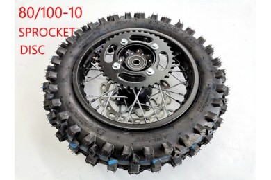 80/100-10 WHEEL KNOBBY TYRE +TUBE WITH DISC 12 INCH DIRT BIKE DISC SPROCKET 12MM