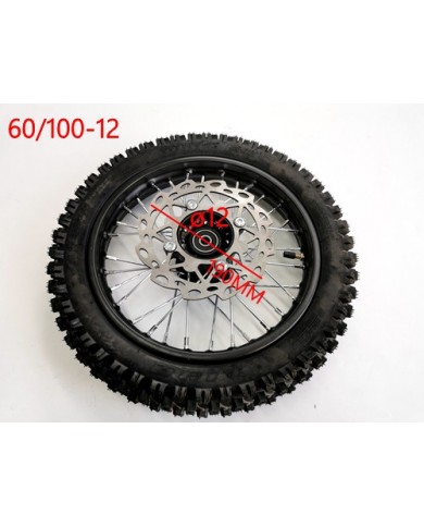 60/100-12 FRONT WHEEL KNOBBY TYRE +TUBE WITH DISC 12 INCH DIRT BIKE TRAIL BIKE