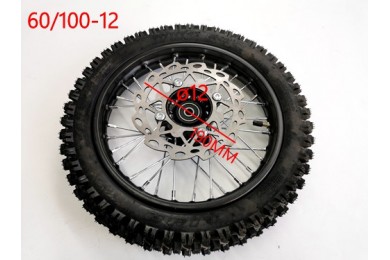 60/100-12 FRONT WHEEL KNOBBY TYRE +TUBE WITH DISC 12 INCH DIRT BIKE TRAIL BIKE