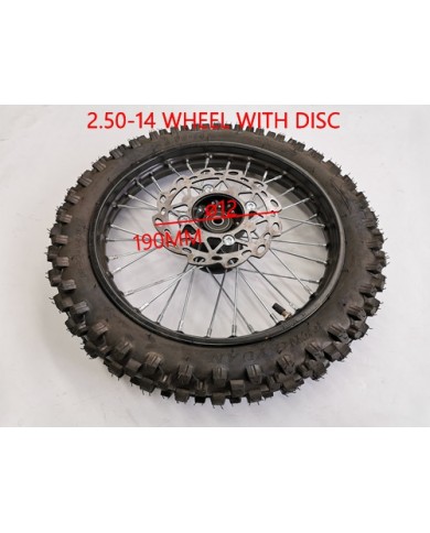 2.50-14 60/100-14 FRONT WHEEL KNOBBY TYRE +TUBE WITH DISC 14 INCH DIRT PIT BIKE