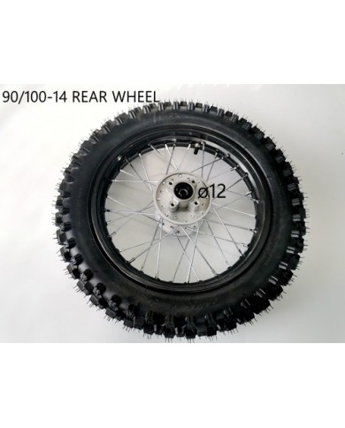 90/100- 14" Inch Rear Back Wheel Rim + Knobby Tyre Tire PIT PRO Dirt Bike 12mm 90/100- 14" Inch Rear Back Wheel Rim + Knobby Tyre Tire PIT PRO Dirt Bike 12mm