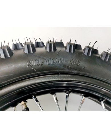 90/100- 14" Inch Rear Back Wheel Rim + Knobby Tyre Tire PIT PRO Dirt Bike 12mm 90/100- 14" Inch Rear Back Wheel Rim + Knobby Tyre Tire PIT PRO Dirt Bike 12mm