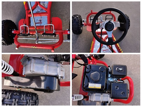 200cc 6.5HP Go Kart Wet Clutch Dune Buggy ATV Quad 4 Stroke Adult/Teen/Kid Sizes RED