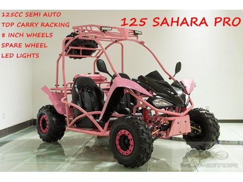 125CC Buggy ATV Sport Quad Dirt Bike 4 Wheel  Go kart Semi Auto SAHARA PRO PINK