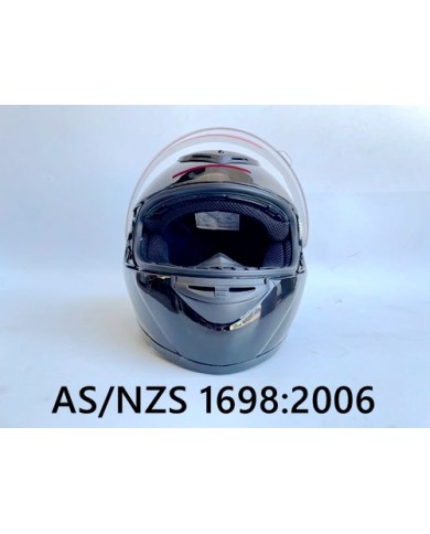 BLACK HELMET ADULT FULL FACE MOTORCYCLE HELMET RACING ROAD AUSTRALIAN STANDARD