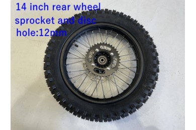 12mm  90/100-14 14" Inch Rear Wheel Rim Disc Sprocket Knobby Tyre  Dirt Bike