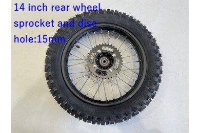 15mm  90/100-14 14" Inch Rear Wheel Rim Disc Sprocket Knobby Tyre  Dirt Bike