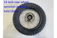 15mm  90/100-14 14" Inch Rear Wheel Rim Disc Sprocket Knobby Tyre  Dirt Bike