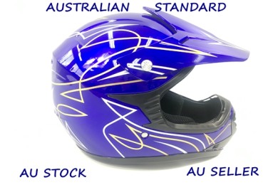 OFFROAD HELMET KIDS QUAD MOTOR BIKE QUAD ATV KART BUGGY AUSTRALIAN STANDARD BLUE