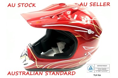 RED HELMET ADULT MOTOR BIKE QUAD ATV KART BUGGY AUSTRALIAN STANDARD OFFROAD