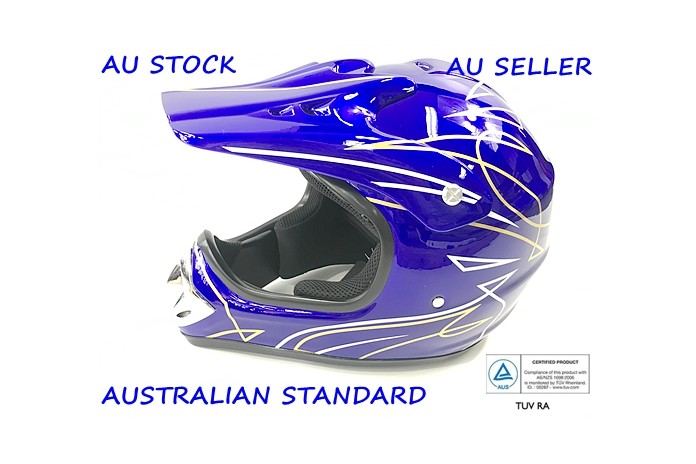 BLUE HELMET ADULT MOTOR BIKE QUAD ATV KART BUGGY AUSTRALIAN STANDARD OFFROAD