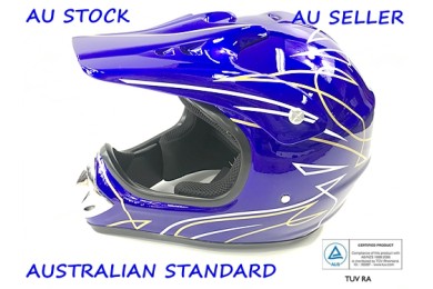 BLUE HELMET ADULT MOTOR BIKE QUAD ATV KART BUGGY AUSTRALIAN STANDARD OFFROAD