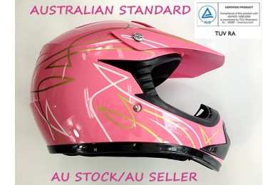 PINK HELMET KIDS MOTOR BIKE QUAD ATV KART BUGGY AUSTRALIAN STANDARD OFFROAD