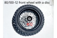 80/100-12 FRONT WHEEL KNOBBY TYRE +TUBE WITH DISC 12 INCH 12mm hole DIRT BIKE TRAIL BIKE