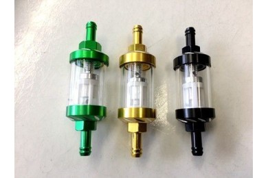 Universal Aluminum 6mm CNC Inline Gas Fuel Oil Filter for Motorcycle in 3 colors