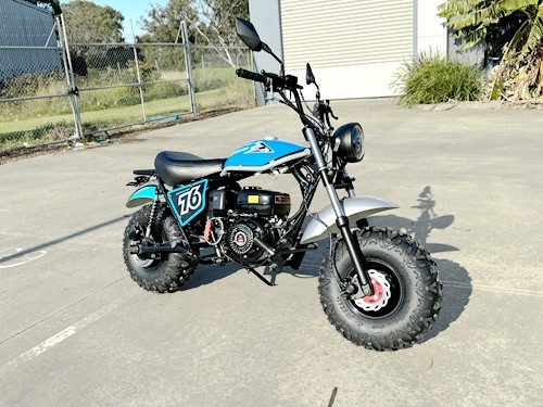 MB200X TrailMaster Hurricane Mini Bike Coleman Full sized REC-REG E-start BLUE