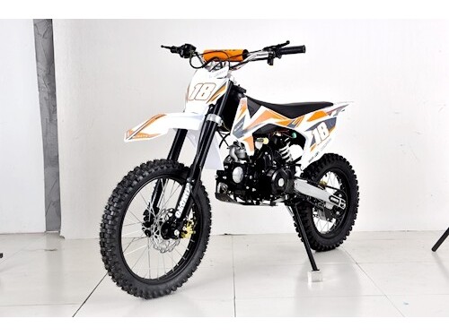 125cc Dirt Bike, Pit Motor, Motocross Pro, Electric Start, 14/17 Big Wheel in Dingo Orange
