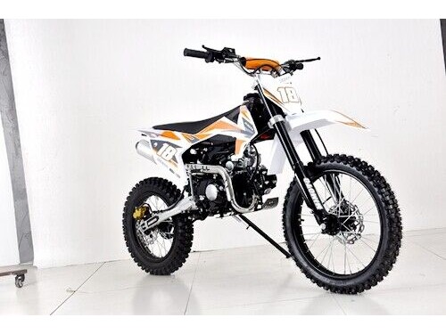 125cc Dirt Bike, Pit Motor, Motocross Pro, Electric Start, 14/17 Big Wheel in Dingo Orange