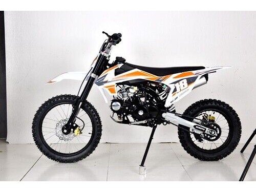 125cc Dirt Bike, Pit Motor, Motocross Pro, Electric Start, 14/17 Big Wheel in Dingo Orange