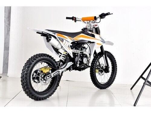 125cc Dirt Bike, Pit Motor, Motocross Pro, Electric Start, 14/17 Big Wheel in Dingo Orange