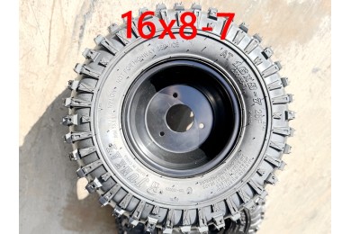 16X8-7" 7 inch Wheel Rim Tyre Bike ATV Buggy Gokart 3 Stud Complete Wheel Black