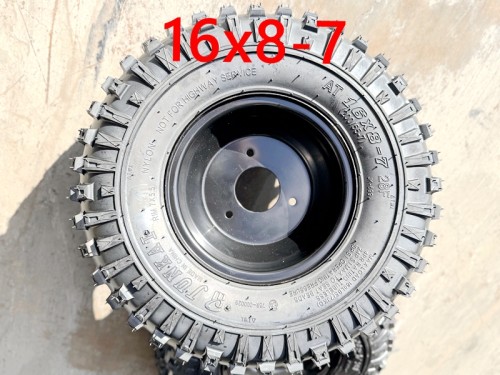 16X8-7" 7 inch Wheel Rim Tyre Bike ATV Buggy Gokart 3 Stud Complete Wheel Black