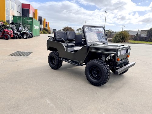 Mini Willys Jeep 1kW 48V Electric Ride On Buggy 2 Seater Kids/Teens Army Green