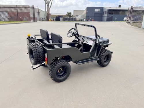 Mini Willys Jeep 1kW 48V Electric Ride On Buggy 2 Seater Kids/Teens Army Green