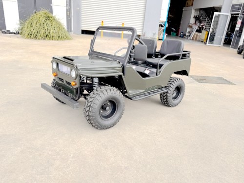 Mini Willys Jeep 1kW 48V Electric Ride On Buggy 2 Seater Kids/Teens Army Green