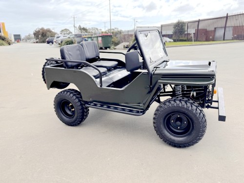 Mini Willys Jeep 1kW 48V Electric Ride On Buggy 2 Seater Kids/Teens Army Green