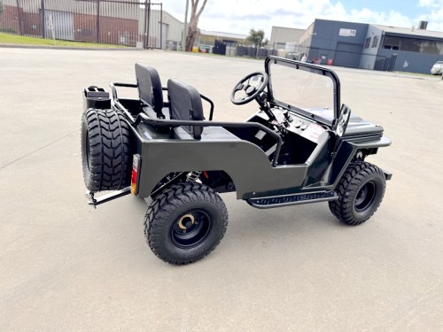 Mini Willys Jeep 1kW 48V Electric Ride On Buggy 2 Seater Kids/Teens Army Green