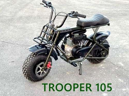 Trooper 105 Mini Bike Kids Adults Bike Military Style Off-Road Bike Green