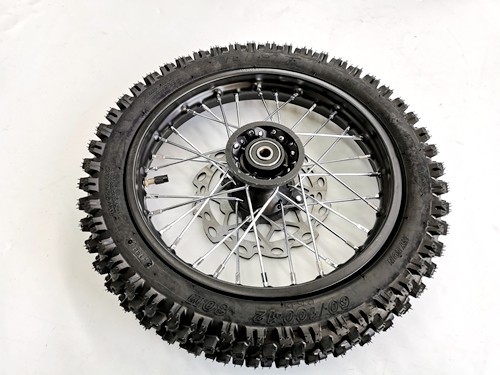 60/100-12 FRONT WHEEL KNOBBY TYRE +TUBE WITH DISC 12 INCH 12mm hole DIRT BIKE TRAIL BIKE