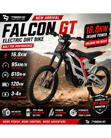 79BIKE FALCON GT Electric Dirt Bike 16.8KW 72V 40Ah 95km/h Surron Alternative