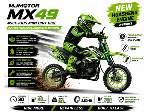 MX49 49CC DIRT BIKE KIDS PEE WEE MOTORCYCLE ATV 50CC HYDRAULIC BRAKES