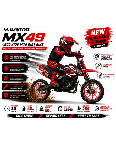 MX49 49CC DIRT BIKE KIDS PEE WEE MOTORCYCLE ATV 50CC HYDRAULIC BRAKES RED