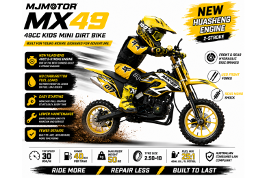 MX49 49CC DIRT BIKE KIDS PEE WEE MOTORCYCLE ATV 50CC HYDRAULIC BRAKES YELLOW