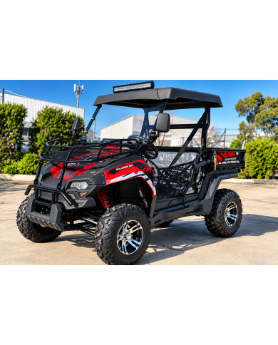 200cc Farm UTV with Manual Dump Bed WorkHorse 200 EFI Alloy Rim Hard Plastic Roof Led Lights Windscreen
