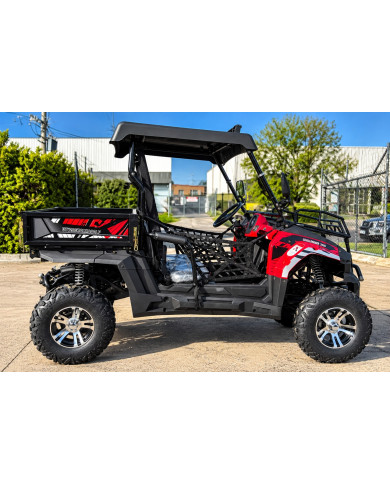 200cc Farm UTV with Manual Dump Bed WorkHorse 200 EFI Alloy Rim Hard Plastic Roof Led Lights Windscreen